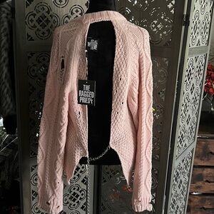 The Ragged Priest Backless Distressed Pink Sweater
